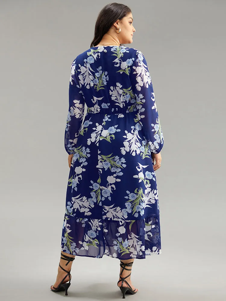 Floral Print Chiffon Pocket Elastic Waist Gathered Dress sold by Bloomchic product image thumbnail 2