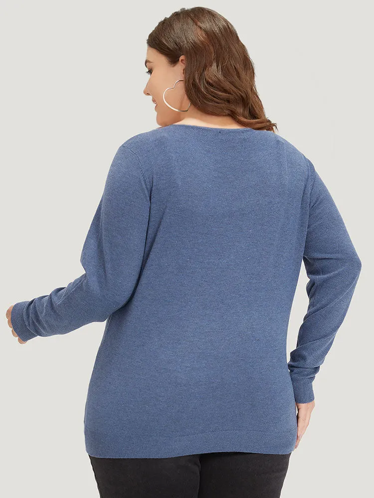 Plain Crossover Elastic Cuffs Pullover sold by Bloomchic product image thumbnail 2