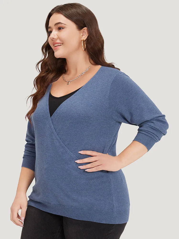 Plain Crossover Elastic Cuffs Pullover sold by Bloomchic product image thumbnail 3