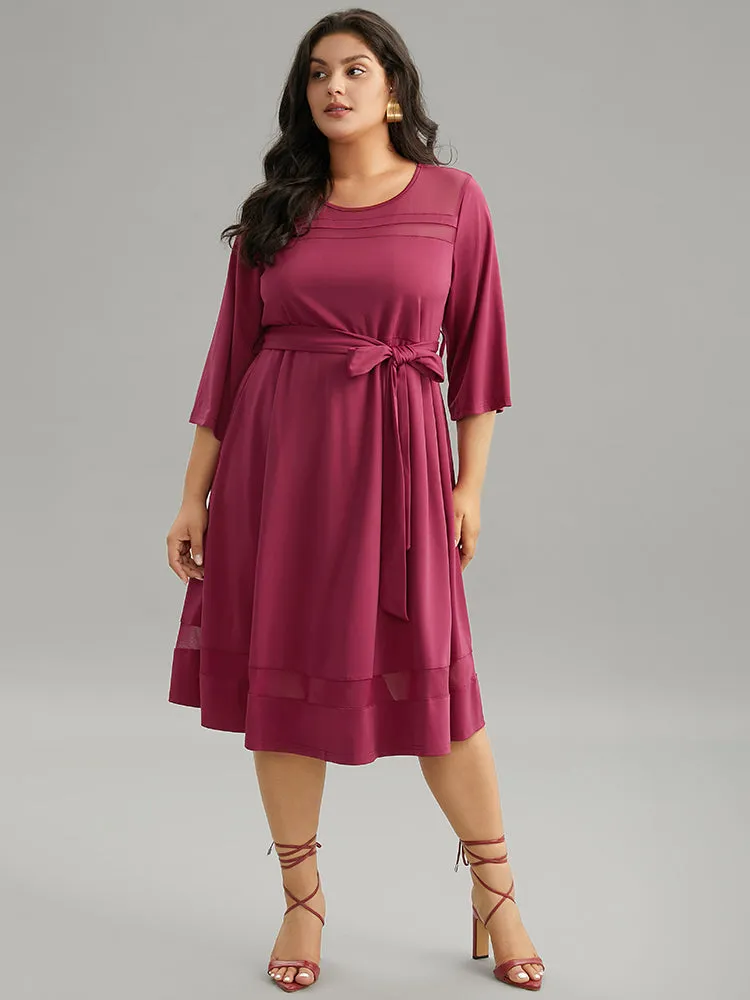 Patchwork Mesh Pocket Belted Dress sold by Bloomchic product image thumbnail 5