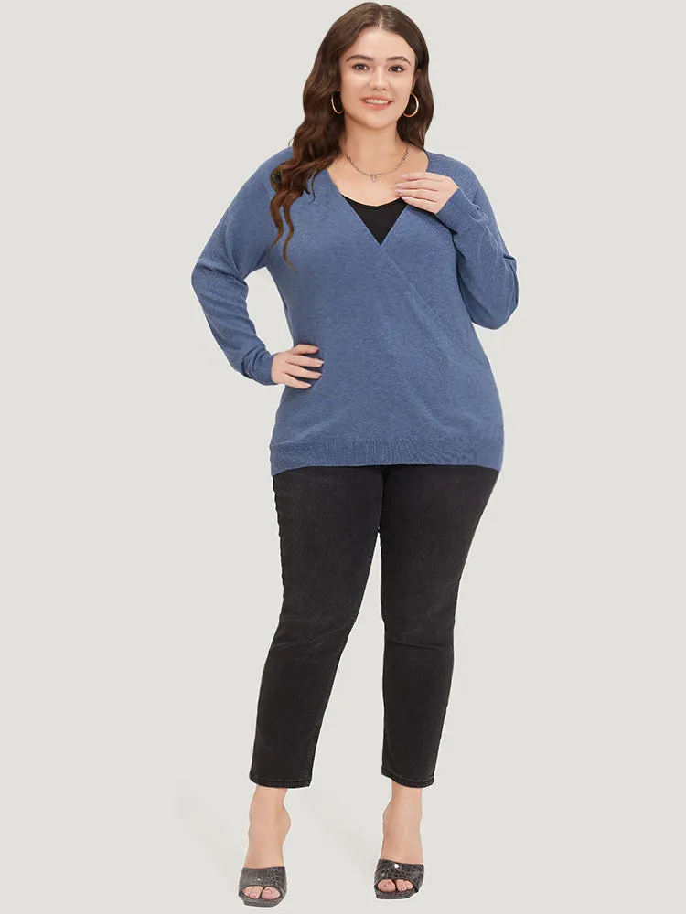 Plain Crossover Elastic Cuffs Pullover sold by Bloomchic product image thumbnail 4