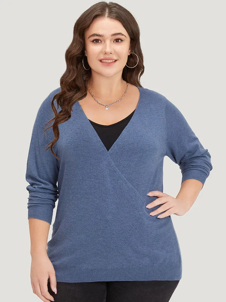 Plain Crossover Elastic Cuffs Pullover sold by Bloomchic