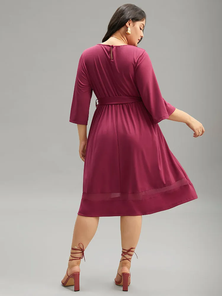 Patchwork Mesh Pocket Belted Dress sold by Bloomchic product image thumbnail 3