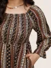 Bandana Print Square Neck Shirred Gathered Dress sold by Bloomchic