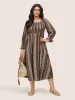 Bandana Print Square Neck Shirred Gathered Dress sold by Bloomchic
