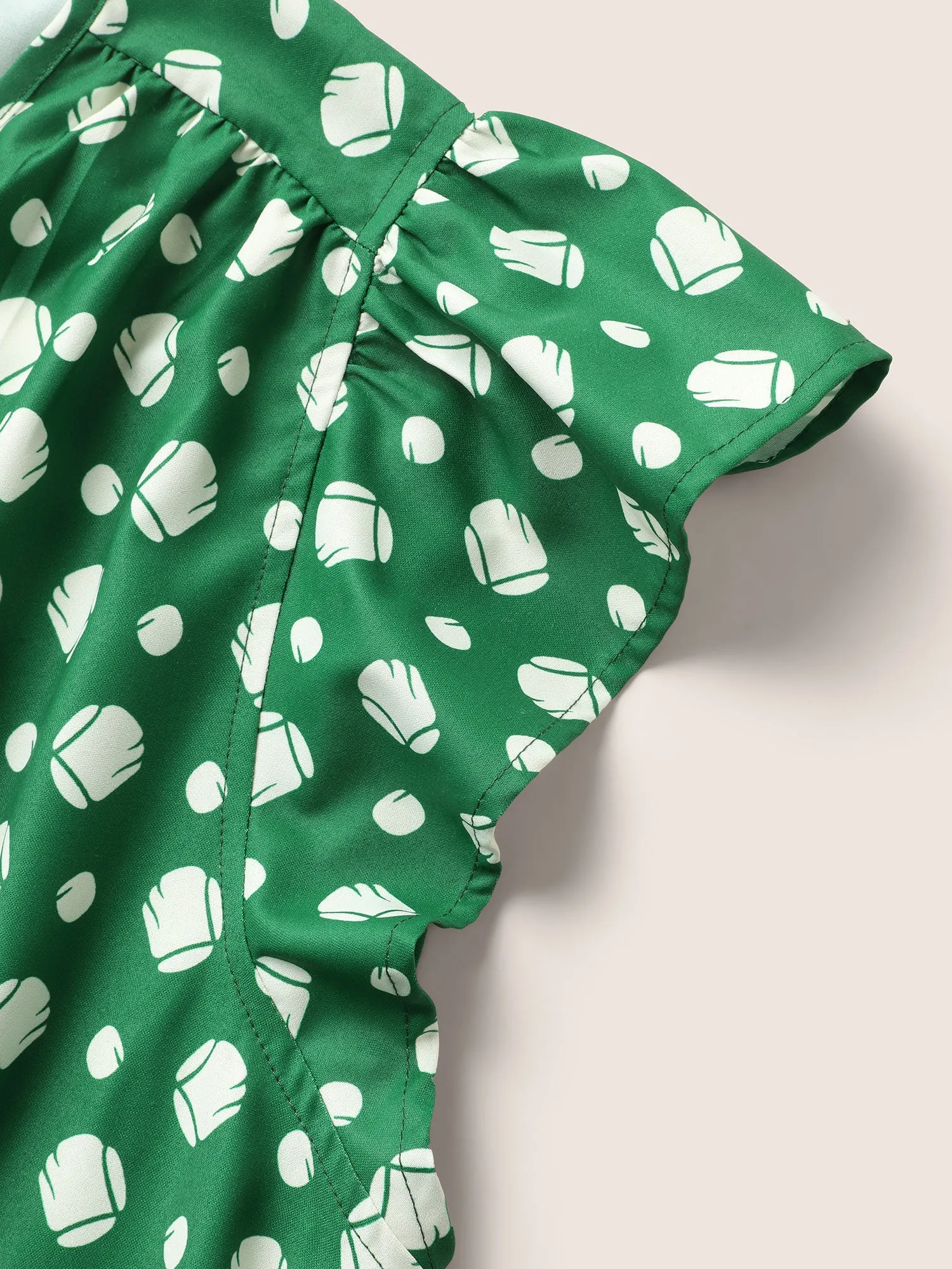 Graphic Wrap Gathered Ruffle Cap Sleeve Dress sold by Bloomchic product image thumbnail 5