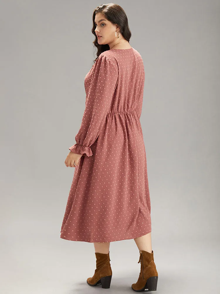 Plain Texture Lantern Sleeve Ruched Dress sold by Bloomchic product image thumbnail 3