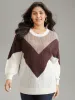 Colorblock Lantern Sleeve Drop Shoulder Loose Pullover sold by Bloomchic