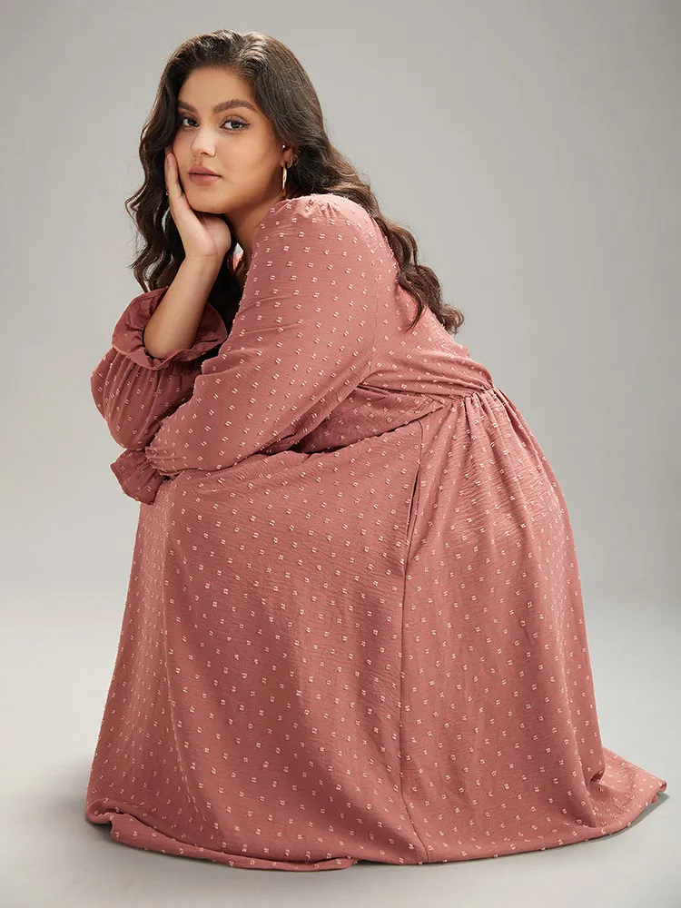 Plain Texture Lantern Sleeve Ruched Dress sold by Bloomchic product image thumbnail 4