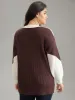 Colorblock Lantern Sleeve Drop Shoulder Loose Pullover sold by Bloomchic