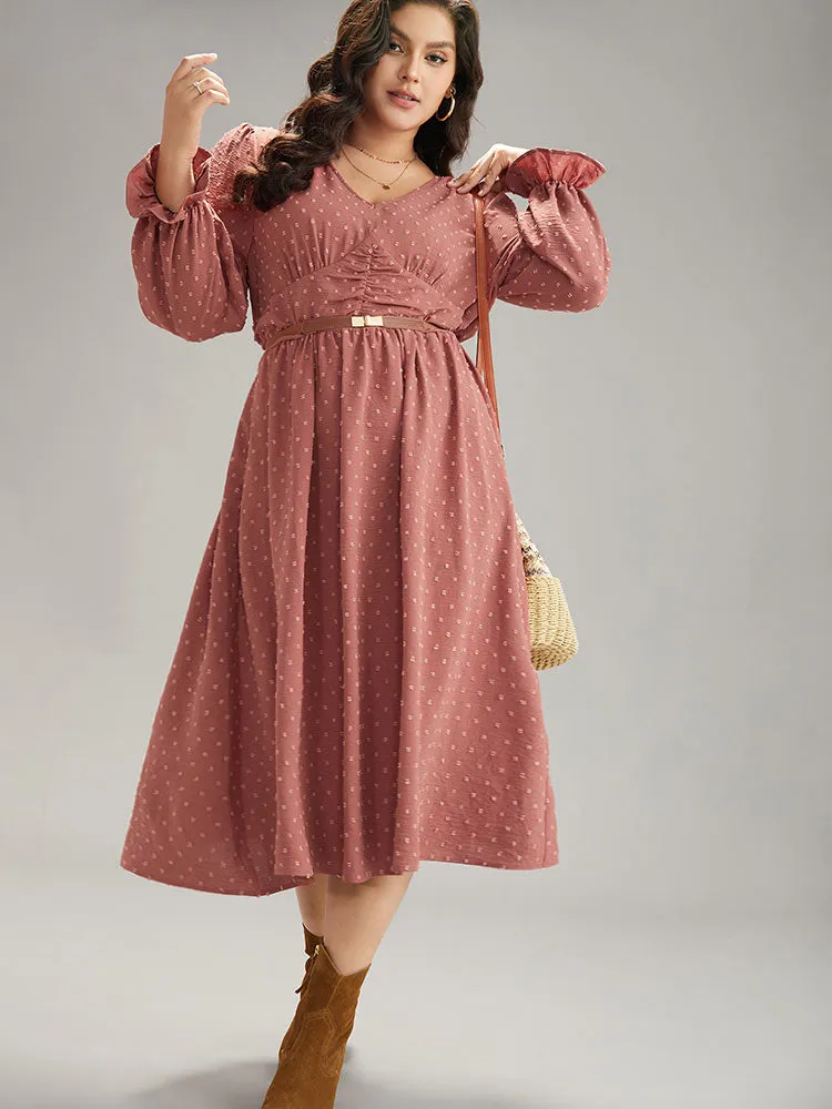 Plain Texture Lantern Sleeve Ruched Dress sold by Bloomchic product image thumbnail 5