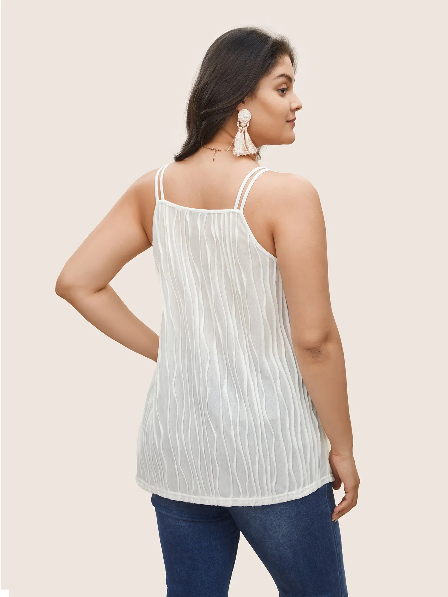 Plain Plisse Deep V Neck Cami Top sold by Bloomchic product image thumbnail 2