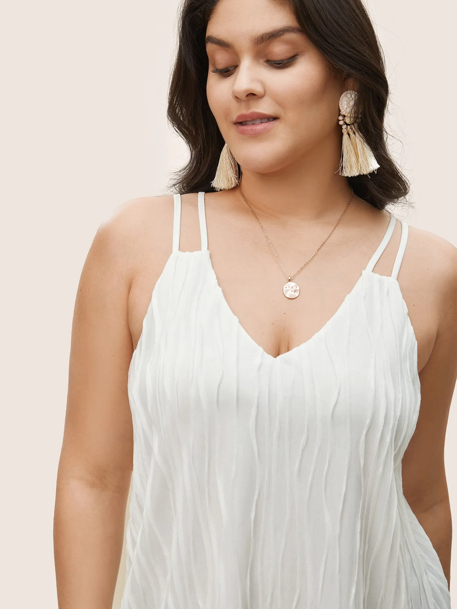 Plain Plisse Deep V Neck Cami Top sold by Bloomchic product image thumbnail 4