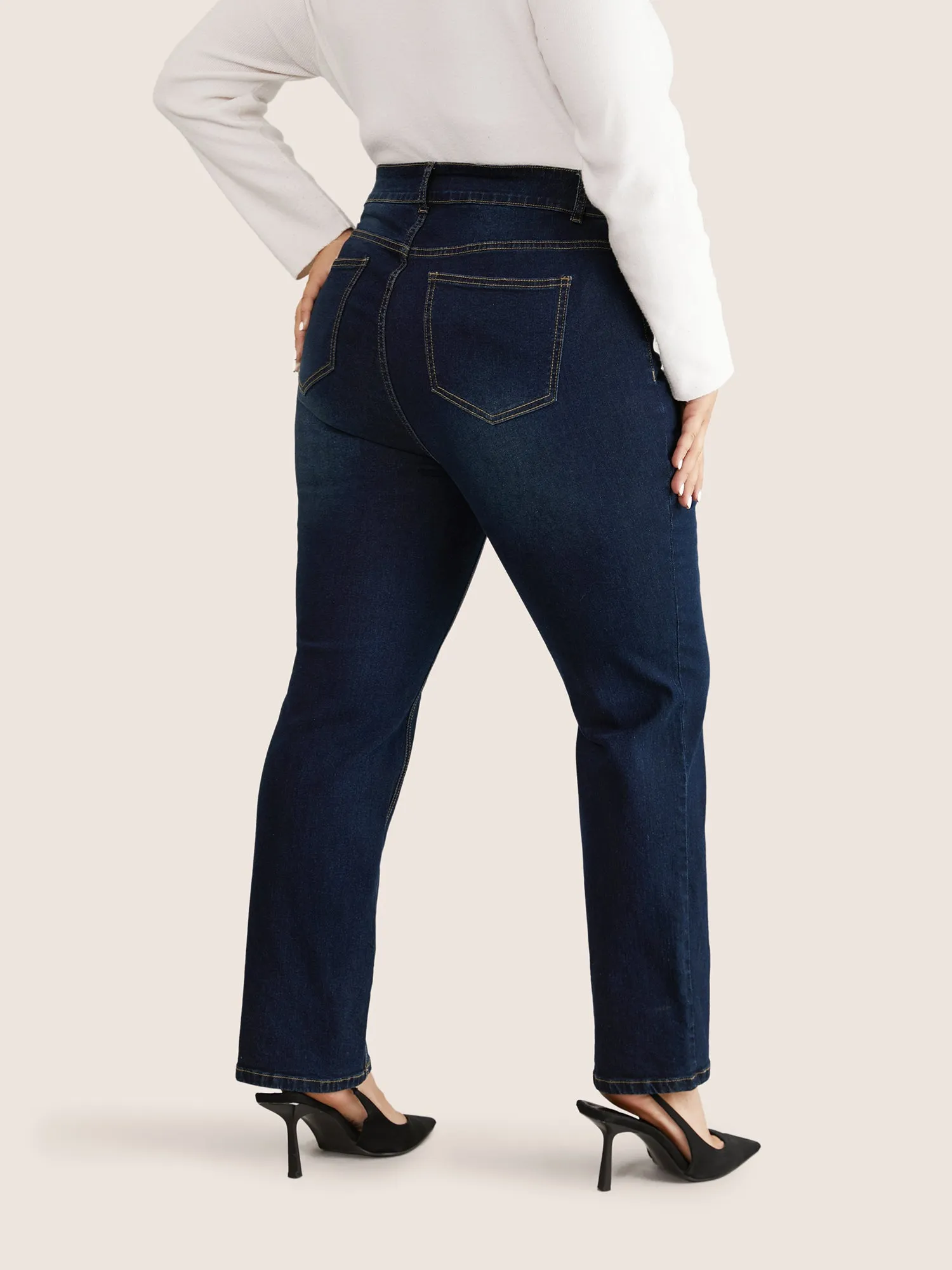 Straight Leg Pocket Dark Wash Jeans sold by Bloomchic product image thumbnail 4