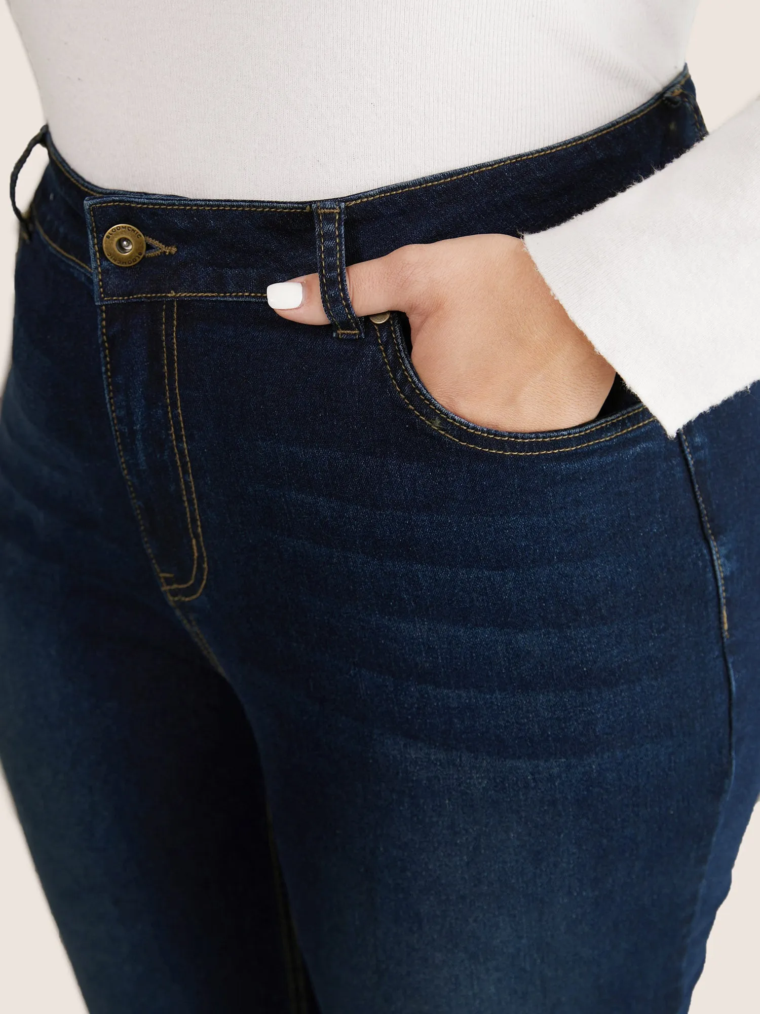 Straight Leg Pocket Dark Wash Jeans sold by Bloomchic product image thumbnail 3
