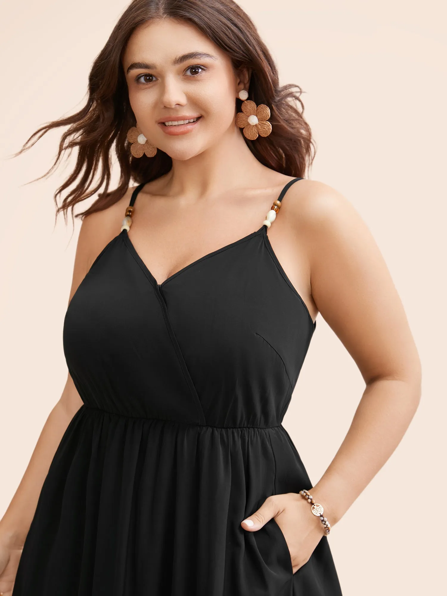 Bead Detail Overlap Collar Cami Dress sold by Bloomchic product image thumbnail 2