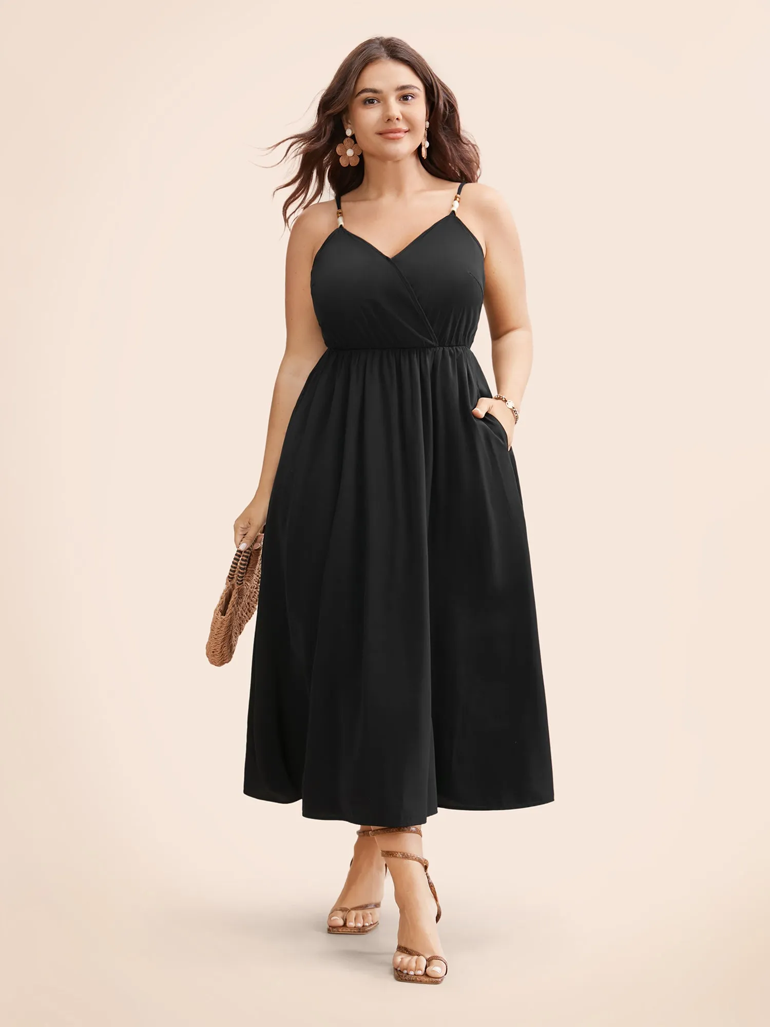 Bead Detail Overlap Collar Cami Dress sold by Bloomchic product image thumbnail 3