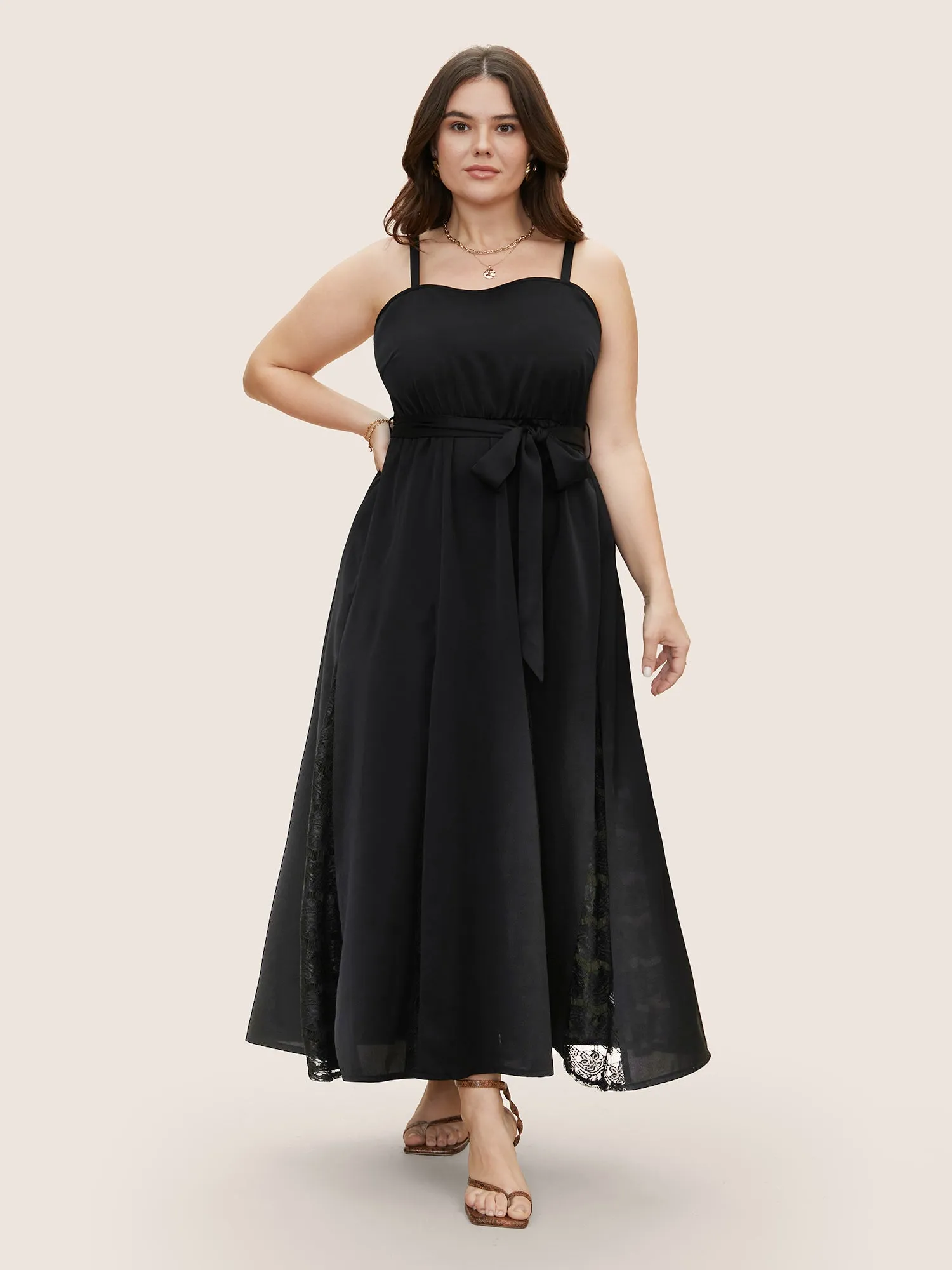 Lace Transparent Hemline Sleeveless Maxi Dress sold by Bloomchic product image thumbnail 2