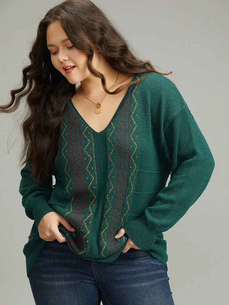 Bandana Embroidered Drop Shoulder Elastic Cuffs Pullover sold by Bloomchic product image thumbnail 4