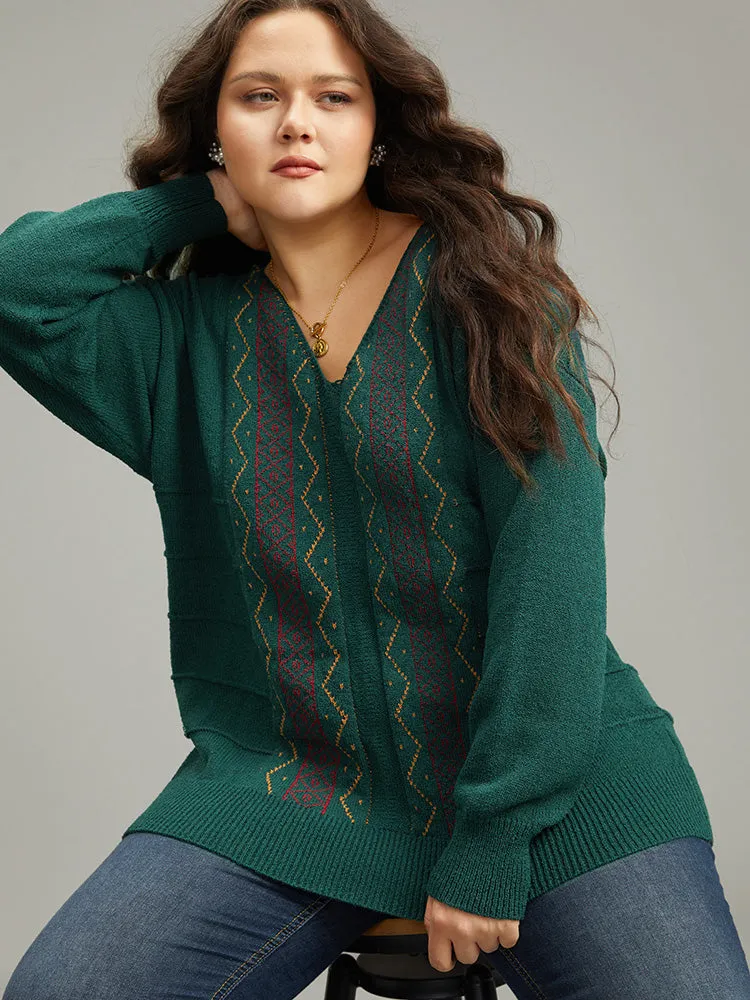 Bandana Embroidered Drop Shoulder Elastic Cuffs Pullover sold by Bloomchic product image thumbnail 3