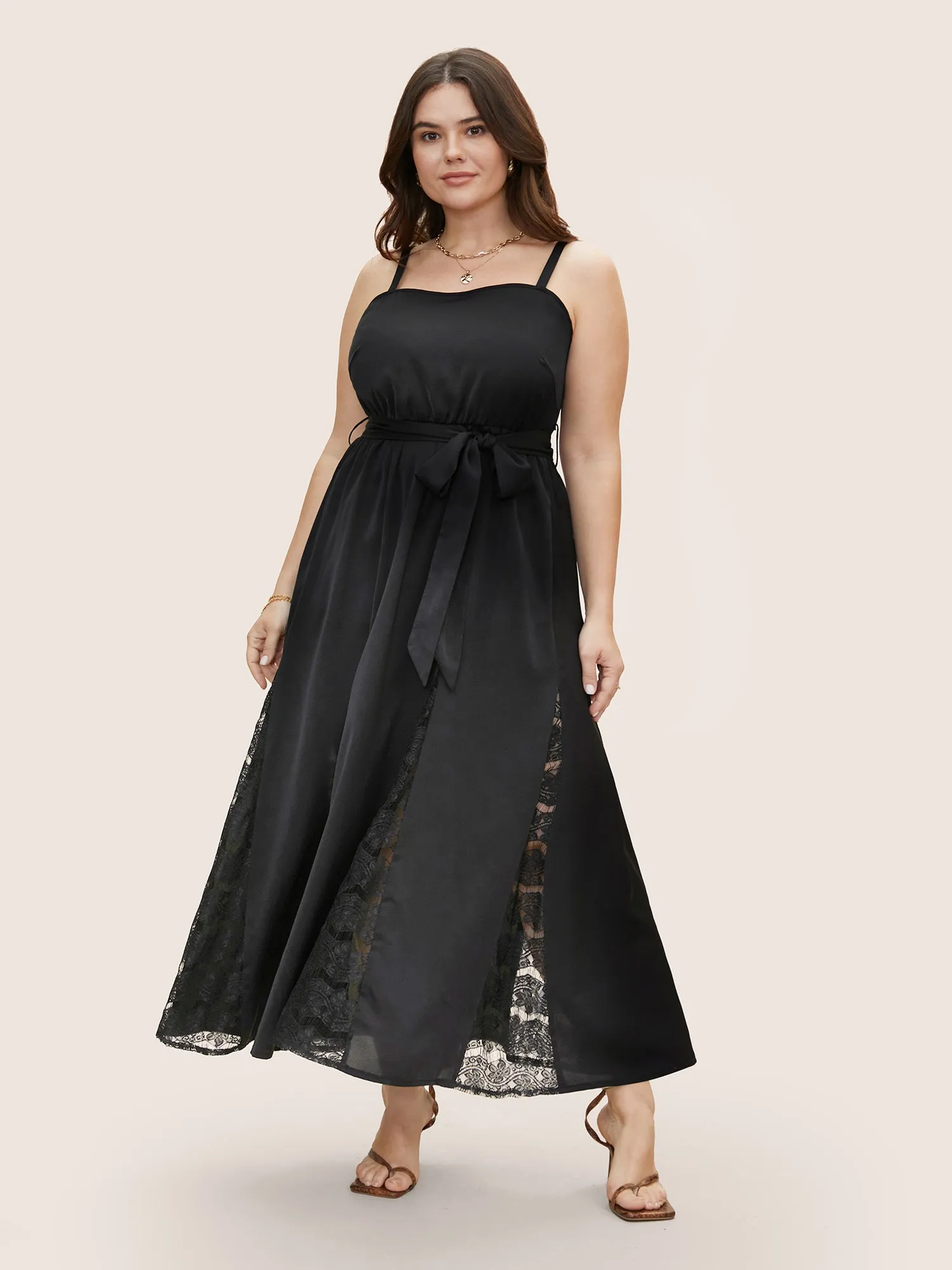 Lace Transparent Hemline Sleeveless Maxi Dress sold by Bloomchic