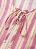 Striped Lace Up Lantern Sleeve Blouse sold by Bloomchic