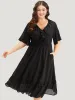 Plain Ruffle Trim Pocket Shirred Dress sold by Bloomchic