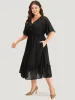 Plain Ruffle Trim Pocket Shirred Dress sold by Bloomchic