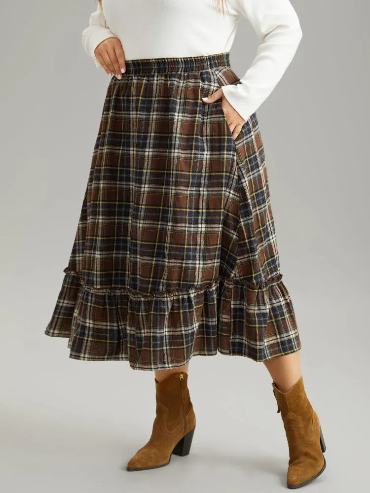 Plaid Pocket Ruffle Layered Hem Skirt sold by Bloomchic product image thumbnail 3