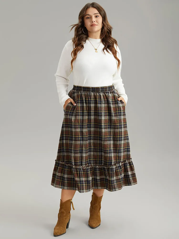 Plaid Pocket Ruffle Layered Hem Skirt sold by Bloomchic product image thumbnail 4