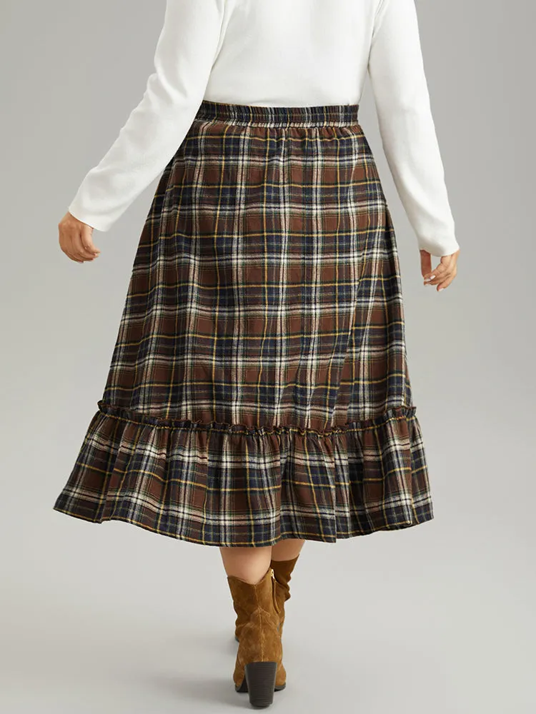 Plaid Pocket Ruffle Layered Hem Skirt sold by Bloomchic product image thumbnail 2