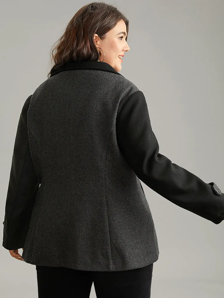 Lapel Collar Patchwork Asymmetrical Zipper Coat sold by Bloomchic product image thumbnail 2