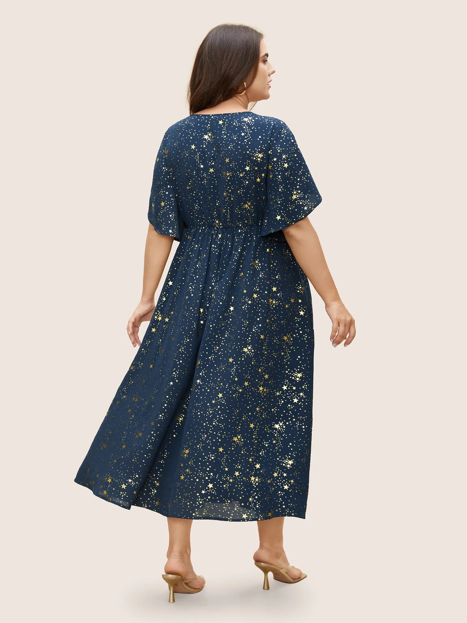 Glitter Star Split Sleeve Midi Dress sold by Bloomchic product image thumbnail 3