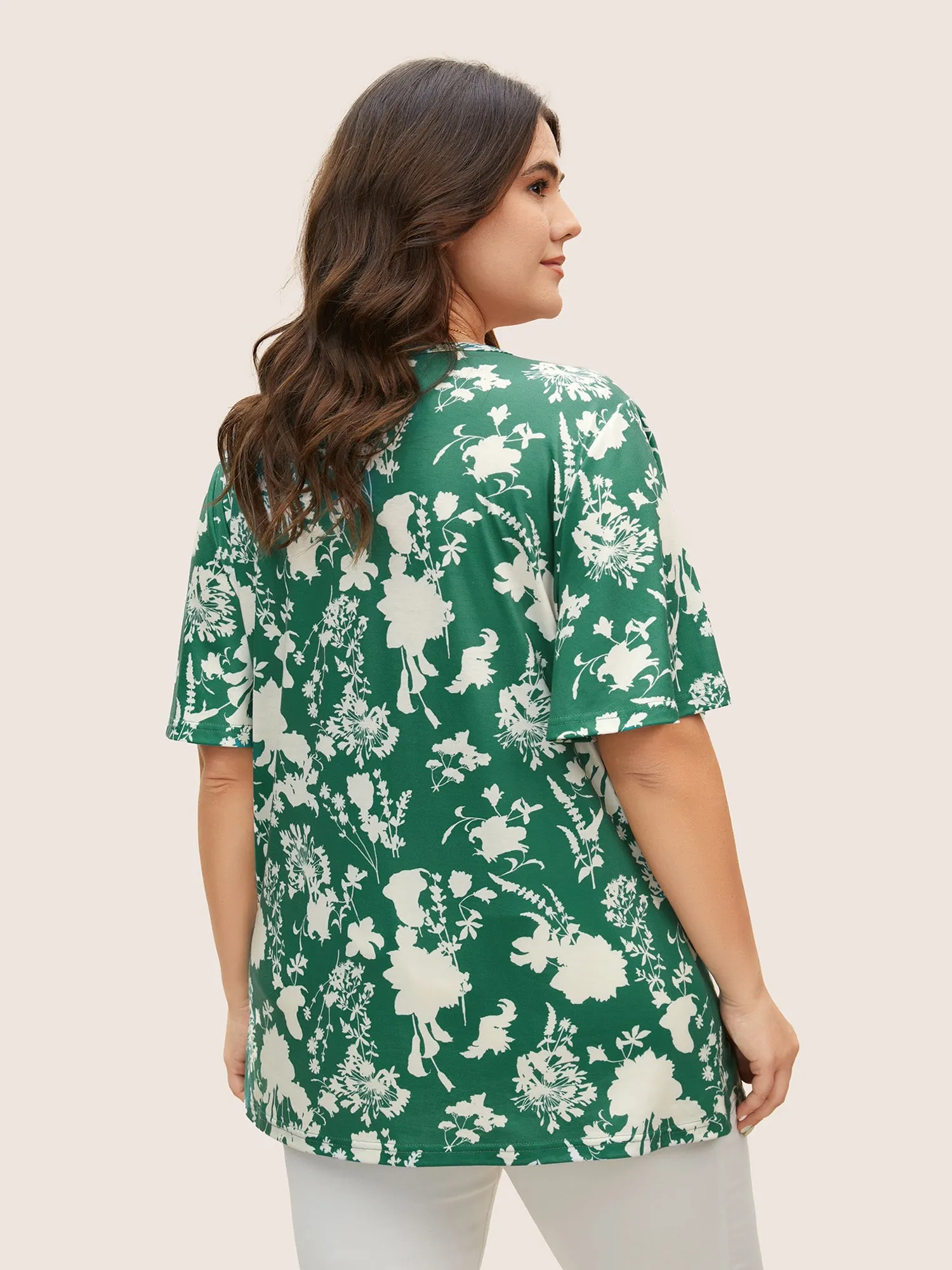 Silhouette Floral Print Flutter Sleeve T-shirt sold by Bloomchic product image thumbnail 2
