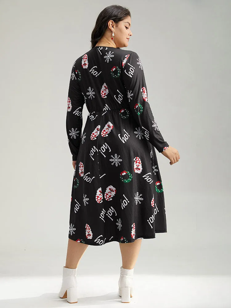 Christmas Graphic Button Detail Dress sold by Bloomchic product image thumbnail 3