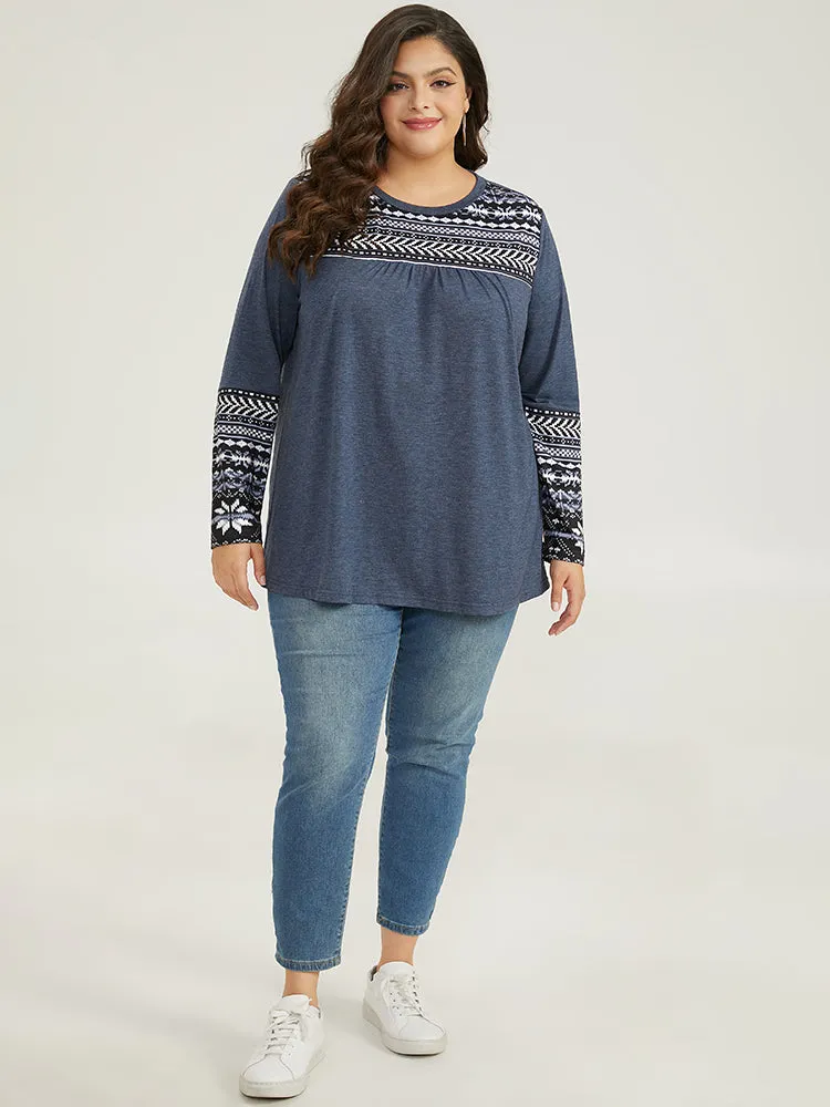 Boho Print Round Neck Gathered T-shirt sold by Bloomchic product image thumbnail 4