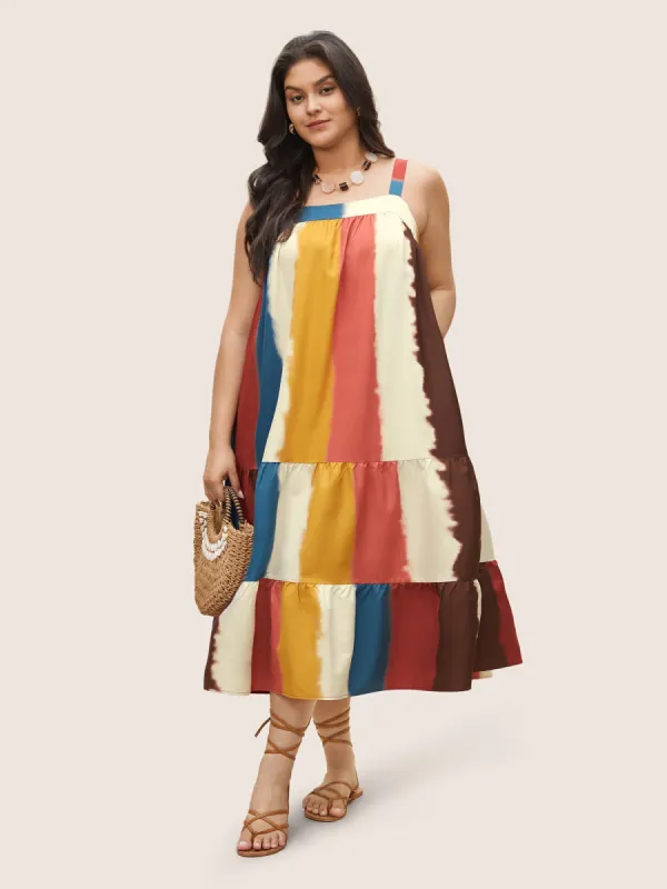 Colored Colorblock Tiered Patchwork Cami Dress sold by Bloomchic