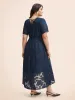 Jacquard Mesh Overlap Collar Midi Dress sold by Bloomchic