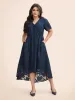 Jacquard Mesh Overlap Collar Midi Dress sold by Bloomchic