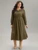 Textured Jacquard Notched Ruffle Sleeve Dress sold by Bloomchic