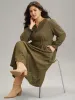 Textured Jacquard Notched Ruffle Sleeve Dress sold by Bloomchic
