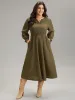 Textured Jacquard Notched Ruffle Sleeve Dress sold by Bloomchic