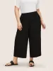 Solid Linen Blend Elastic Waist Wide Leg Pants sold by Bloomchic