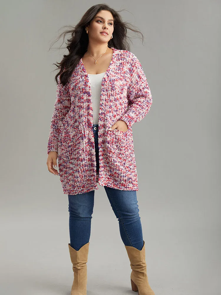 Contrast Fuzzy Open Front Patched Pocket Cardigan sold by Bloomchic product image thumbnail 5