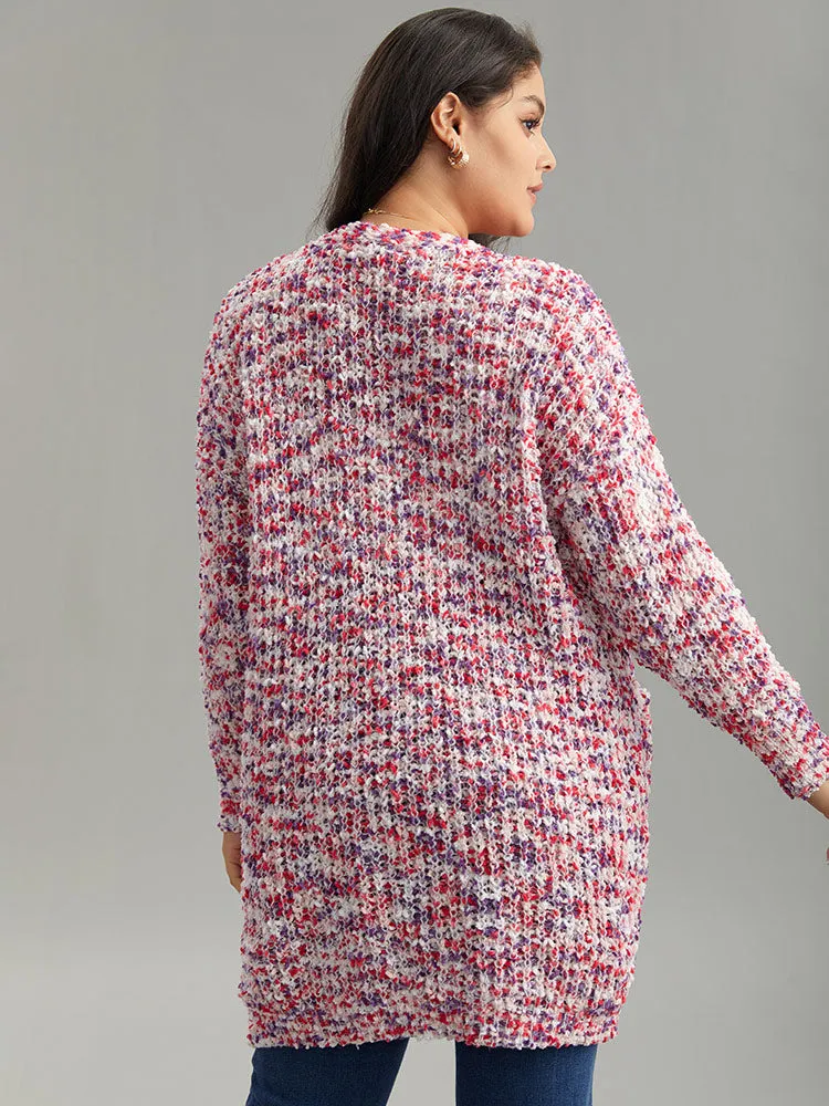 Contrast Fuzzy Open Front Patched Pocket Cardigan sold by Bloomchic product image thumbnail 2