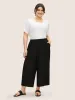 Solid Linen Blend Elastic Waist Wide Leg Pants sold by Bloomchic