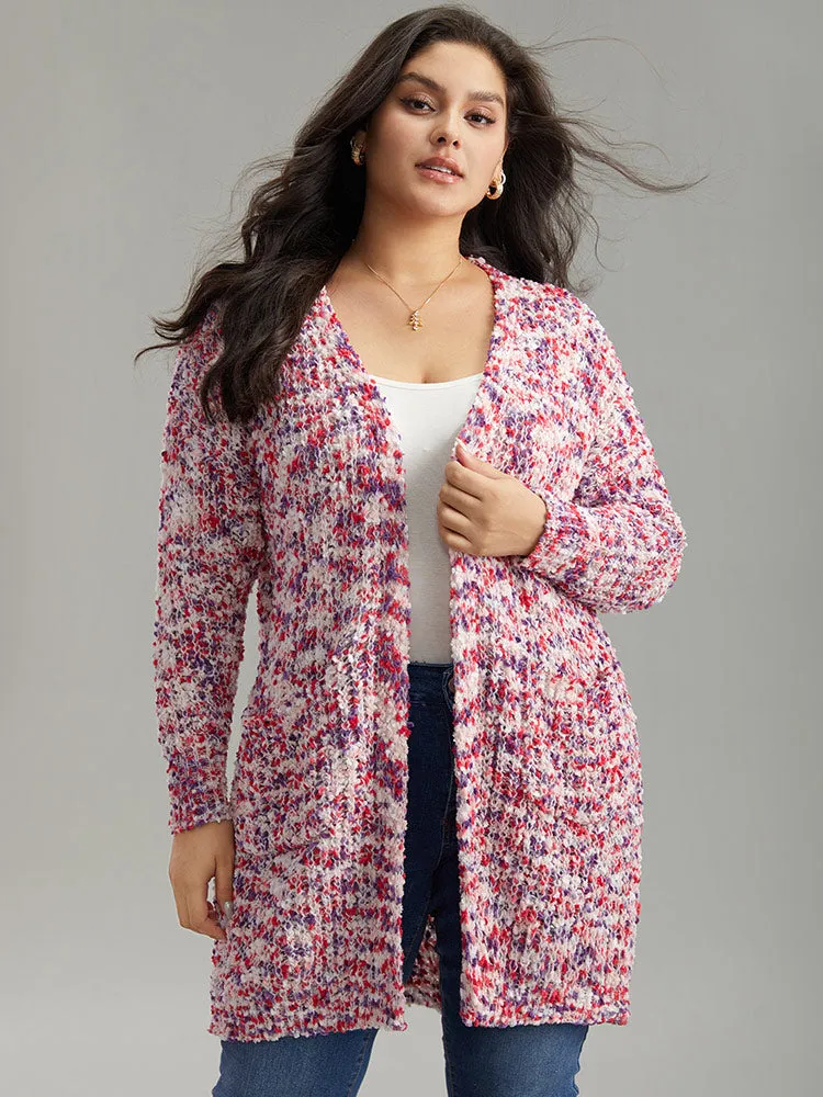 Contrast Fuzzy Open Front Patched Pocket Cardigan sold by Bloomchic product image thumbnail 3