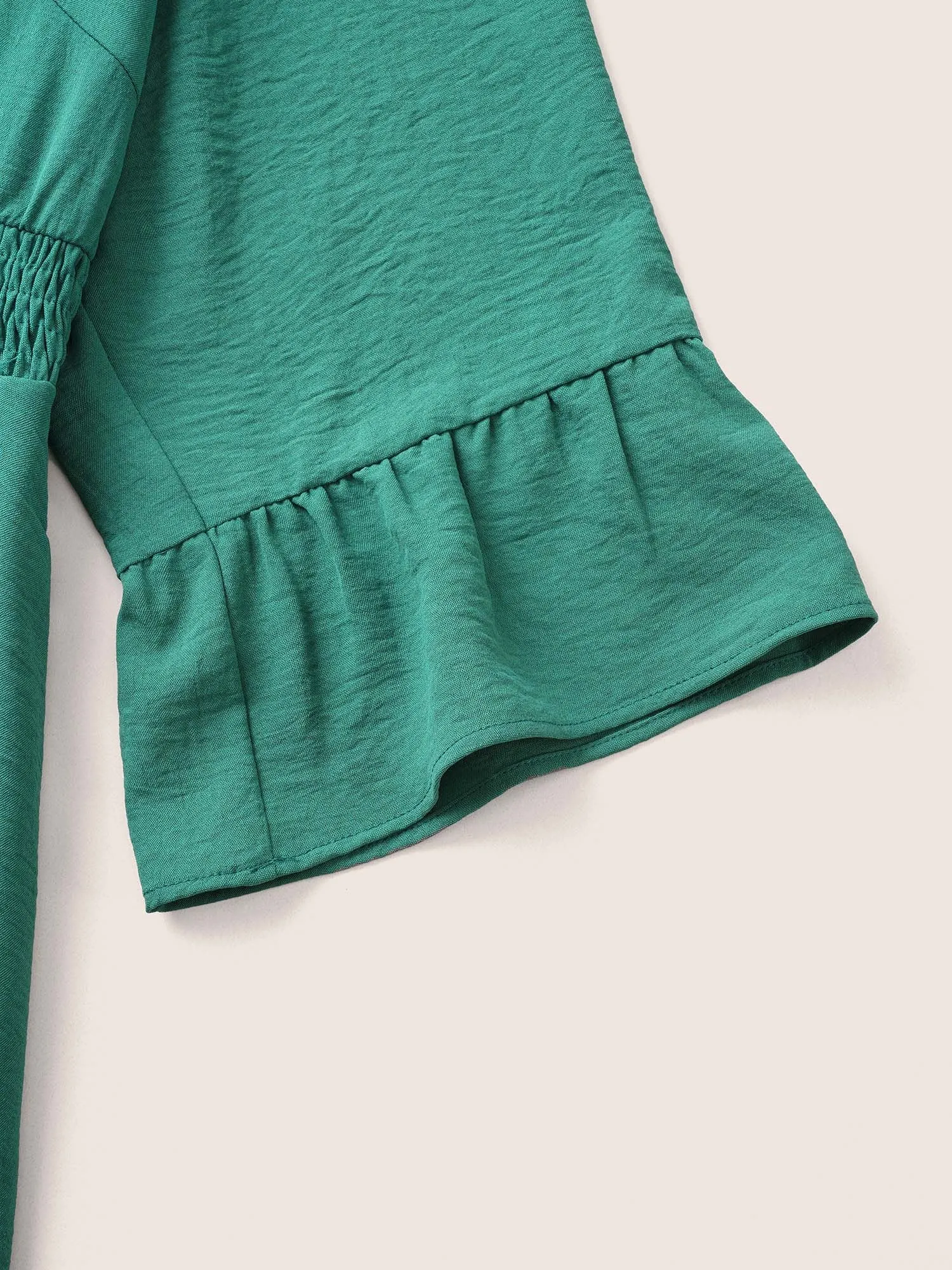 Plain Shirred Flutter Layered Hem Dress sold by Bloomchic product image thumbnail 4