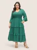 Plain Shirred Flutter Layered Hem Dress sold by Bloomchic