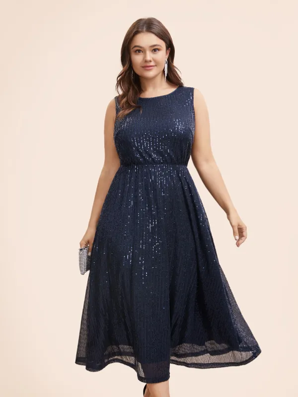 Round Neck Sequin Mesh Tank Dress sold by Bloomchic